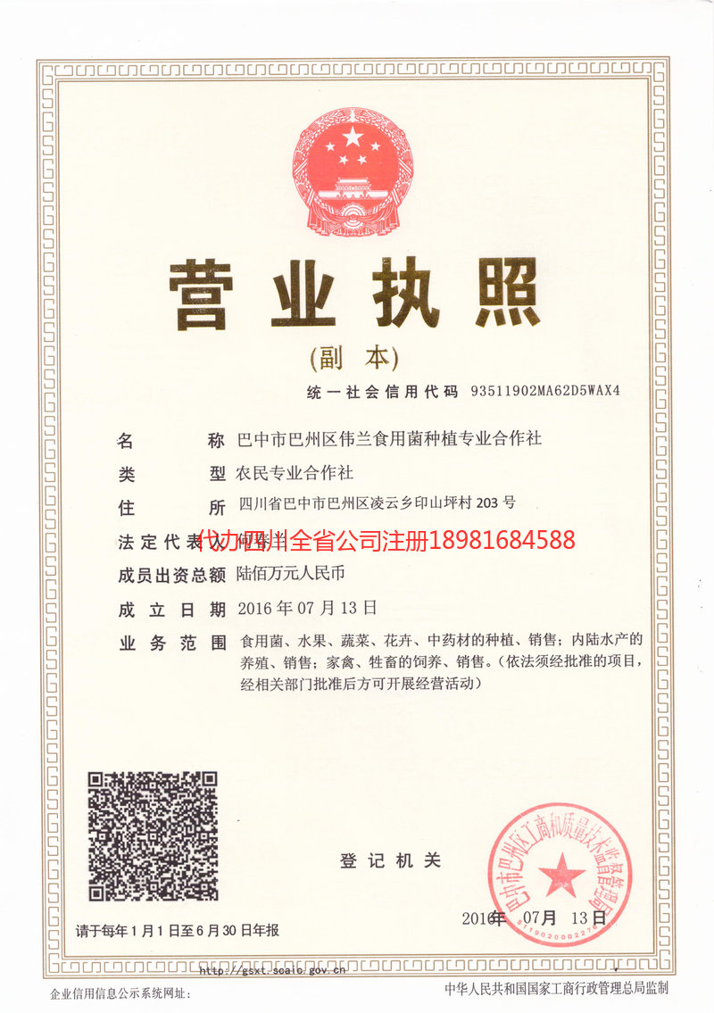 海城海城伟兰食用菌种植专业合作社